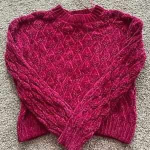 Hippie Rose Textured Knit Sweater - Deep Red